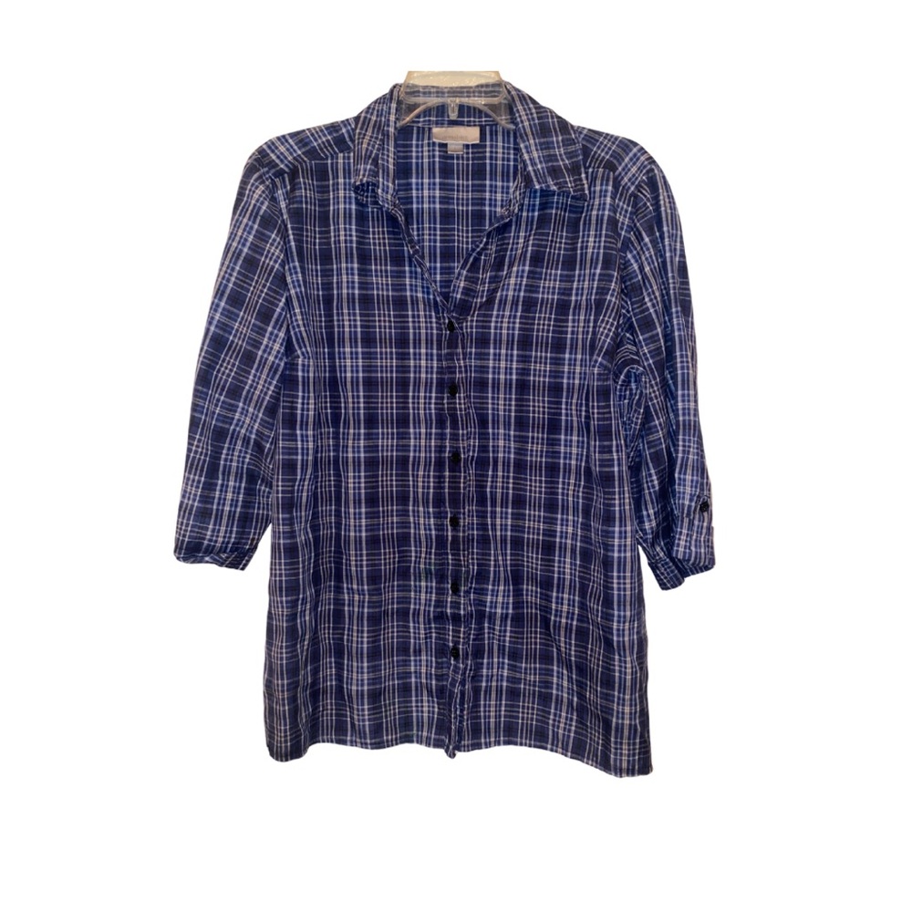5 for $20 Dress Barn Blue Plaid Button-Up Shirt-Large